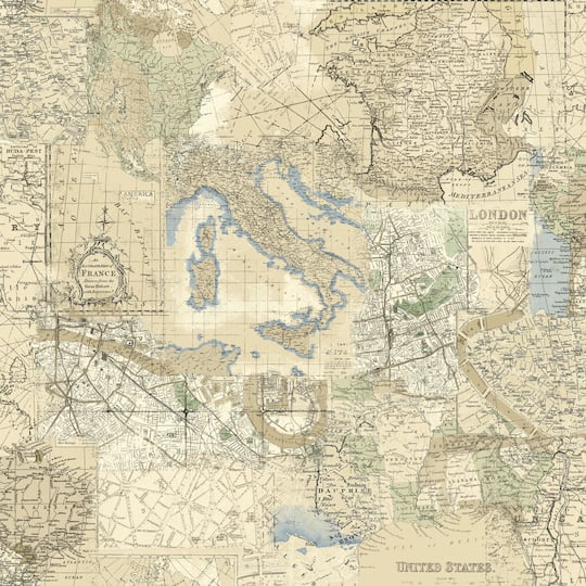 Northcott World Travel Map Cotton Fabric